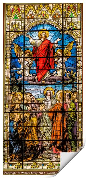 Jesus Ascension Heaven Stained Glass Gesu Church Miami Florida Print by William Perry