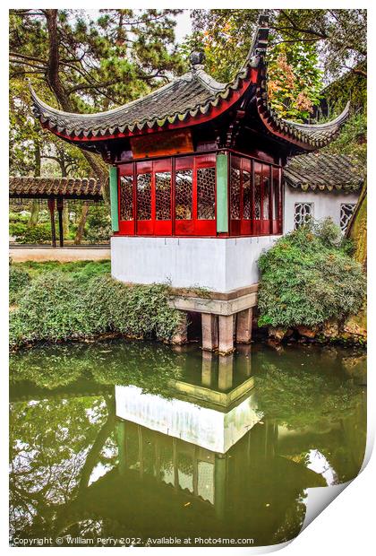 Ancient Red Pagoda Garden Humble Administrator Suzhou China Print by William Perry