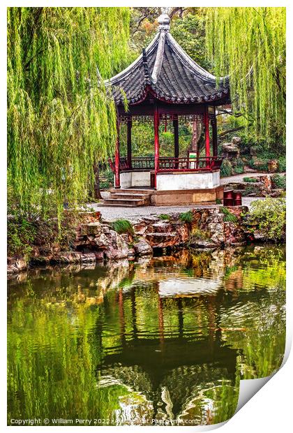 Ancient Chinese Pagoda Reflection Garden Humble Administrator Su Print by William Perry