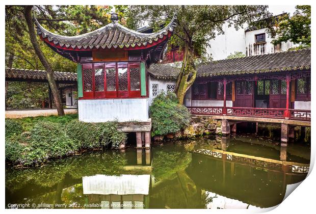 Red Pagoda Garden Humble Administrator Suzhou China Print by William Perry