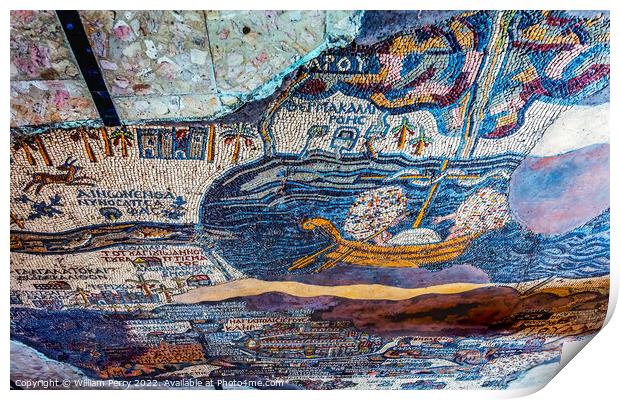 Ancient Map Mosaic Saint George Church Madaba Jordan Print by William Perry