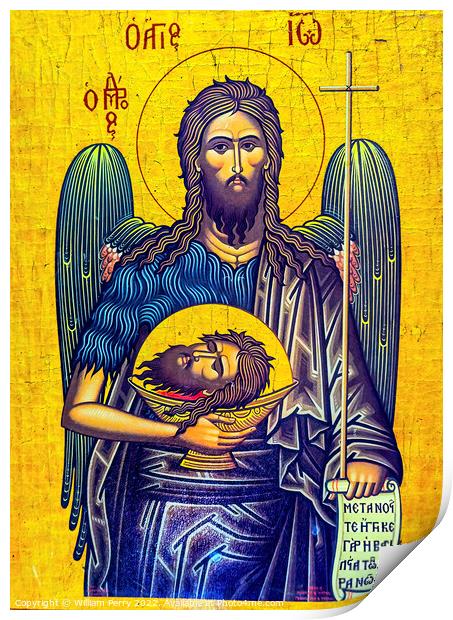 Christ John Head Golden Icon Saint George Church Madaba Jordan Print by William Perry
