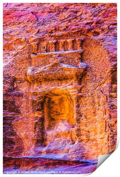 Small Rose Red Rock Tomb Outer Siq Petra Jordan  Print by William Perry