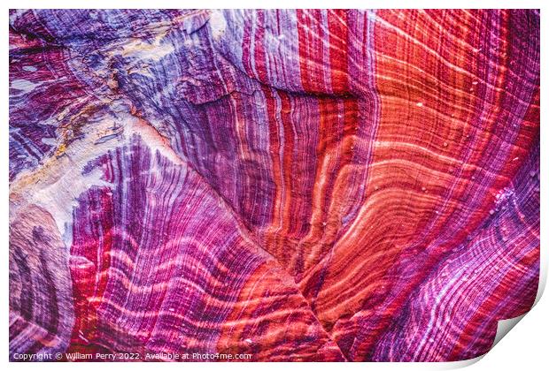 Red Purple Rock Abstract Near Royal Tombs Petra Jordan Print by William Perry