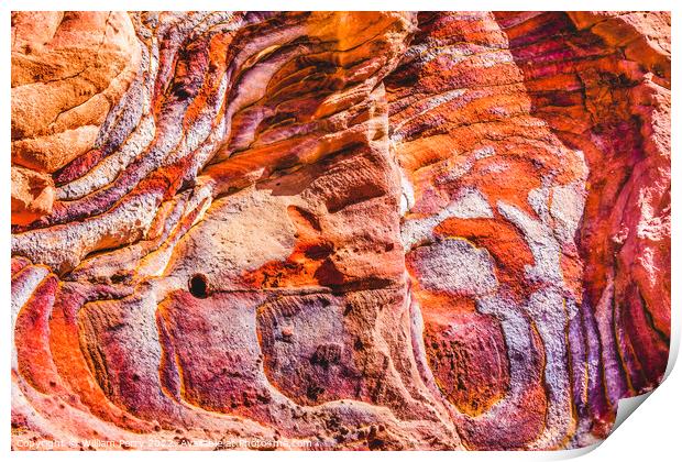 Orange Blue Yellow Rock Abstract Near Royal Tombs Petra Jordan Print by William Perry