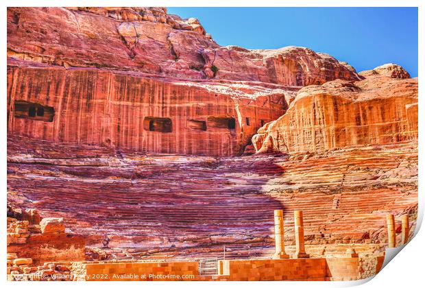 Red Yellow Carved Amphitheater Petra Jordan  Print by William Perry
