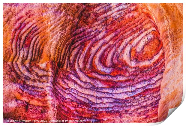 Red Blue Rock Circles Abstract Near Royal Tombs Petra Jordan Print by William Perry