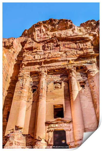 Yellow Royal Tomb Morning Street of Facades Petra  Print by William Perry