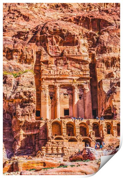  Rock Royal Tomb Tourists Petra Jordan  Print by William Perry