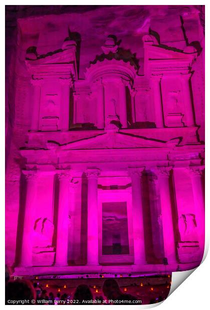 Pink Treasury Illuminated Night Petra Jordan  Print by William Perry