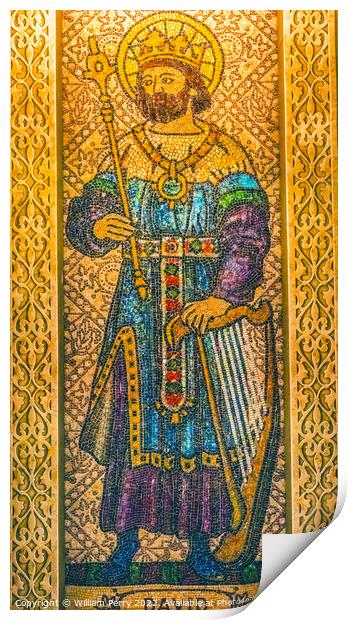 King David Mosaic St. Augustine Cathedral Tucson Arizona Print by William Perry