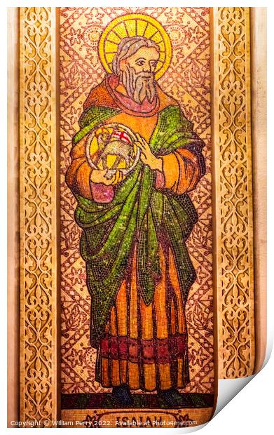 Isiah Mosaic St. Augustine Cathedral Tucson Arizona Print by William Perry