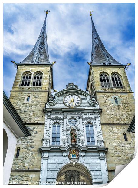 Saint Leodegar Church Basilica Facade Lucerne Switzerland  Print by William Perry