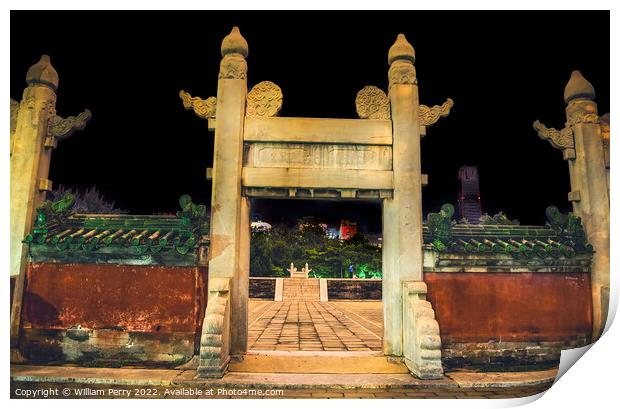 Ancient Altar Circle and Temple of Sun Beijing China Night Print by William Perry