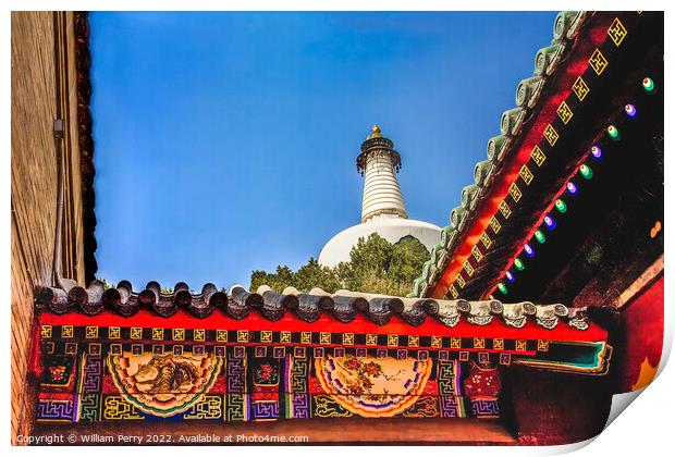 White Buddhist Stupa Beihai Park Beijing China Print by William Perry