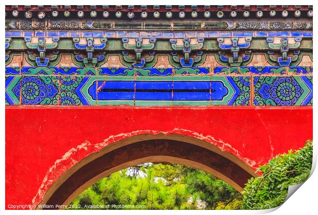 Red Gate Temple of Sun City Park Beijing China Print by William Perry