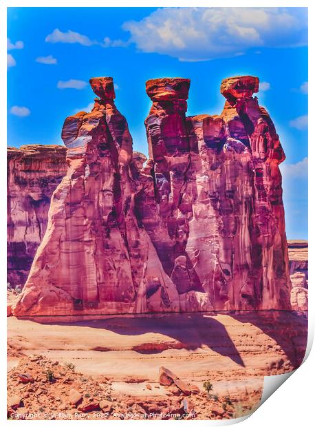Three Gossips Rock Formation Arches National Park Moab Utah  Print by William Perry