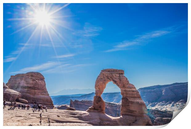Delicate Arch Sun Rock Canyon Arches National Park Moab Utah  Print by William Perry
