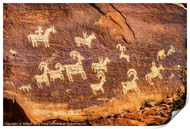 Ute Indian Petroglyphs Delicate Arch Arches National Park Moab U Print by William Perry