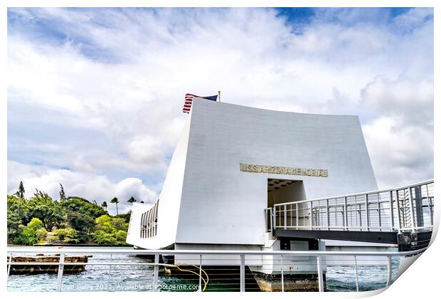 Entrance USS Arizona Memorial Pearl Harbor Honolulu Hawaii Print by William Perry