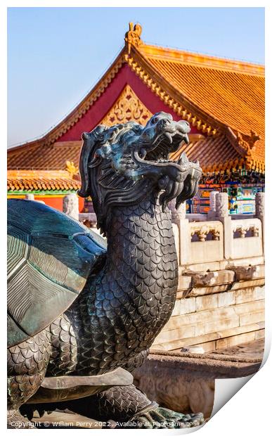 Dragon Tortoise Statue Gugong Forbidden City Beijing China Print by William Perry