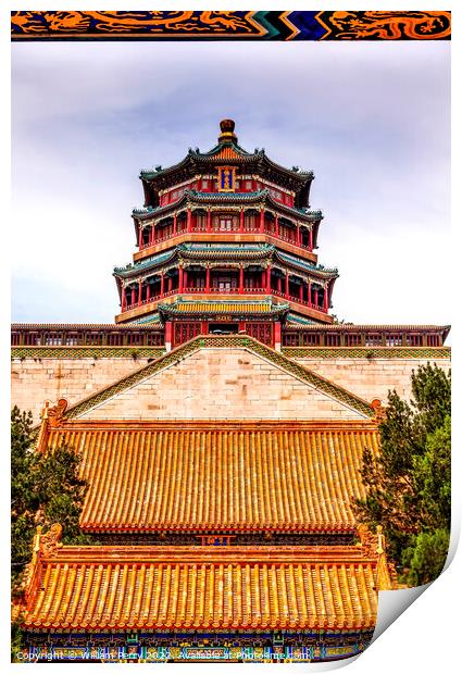 Longevity Hill Buddha Tower Summer Palace Beijing China Print by William Perry