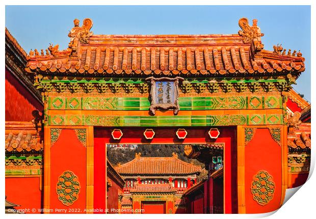 Gate Yellow Roofs Forbidden City Palace Beijing China Print by William Perry