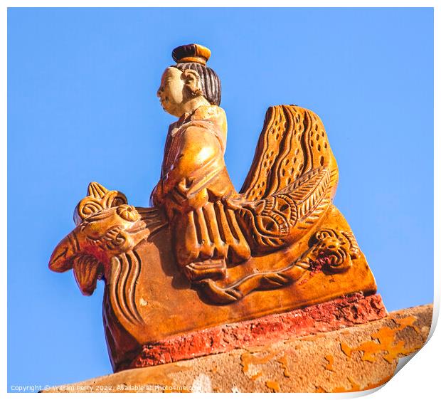 Roof Figurine Yellow Roof Forbidden City Palace Beijing China Print by William Perry