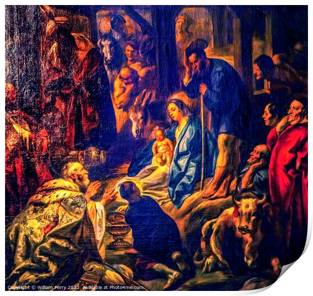 Adoration Magi Nativity Virgin Mary Painting Seville Cathedral S Print by William Perry