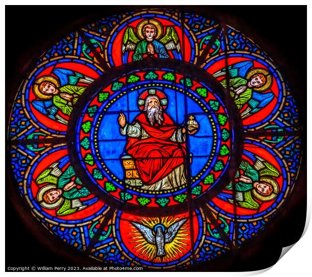 God Angels Stained Glass Notre Dame Church Nice France Print by William Perry