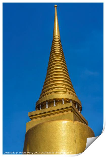 Gold Pagoda Chedi Grand Palace Bangkok Thailand Print by William Perry