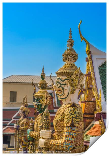 Guardian Row Grand Palace Bangkok Thailand Print by William Perry