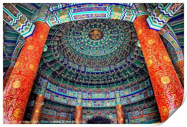 Prayer Hall Inside Temple of Heaven Beijing China Print by William Perry