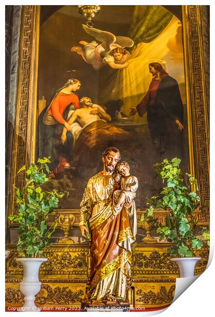 Saint Joseph Statue Painting Cathedral Nice France Print by William Perry
