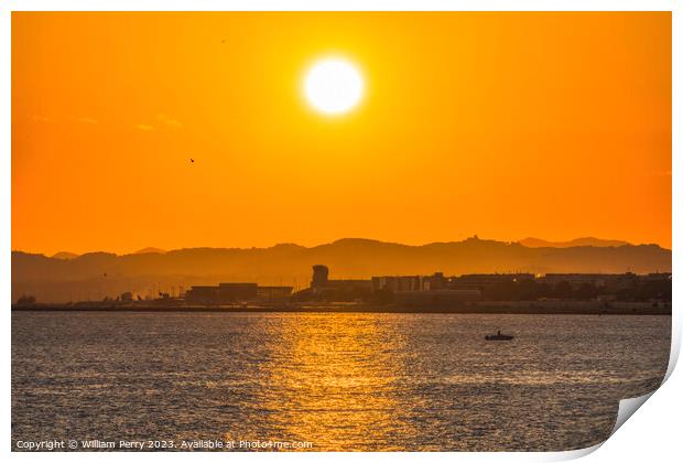 Watching Sun Go Down Beach Reflection Mediterranean Sea Nice Fra Print by William Perry