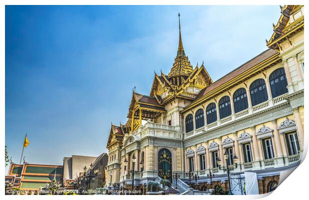 Phra Thinang Chakri Maha Prasat Buildings Grand Palace Bangkok T Print by William Perry