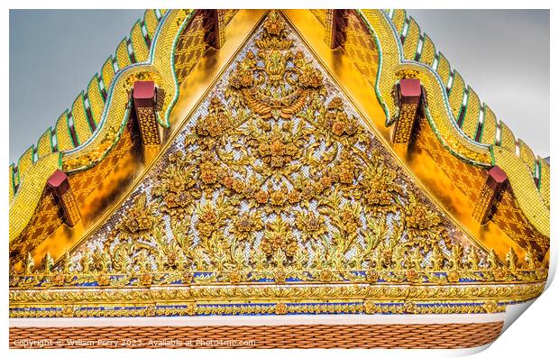 Golden Pavilion Close Wat Ratchanaddaram Worawihan Bangkok Thail Print by William Perry