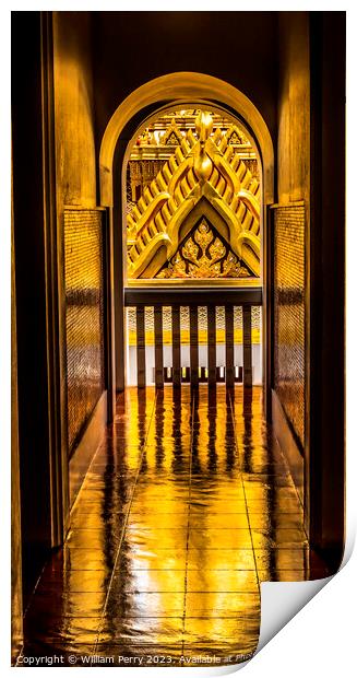 Corridor View Spire Reflection Loha Prasat Hall Wat Ratchanaddar Print by William Perry