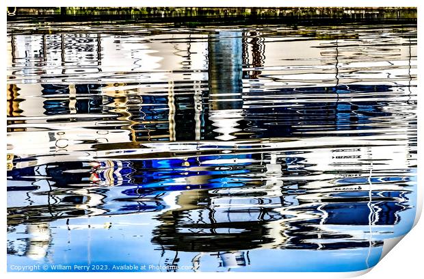 Blue White Water Reflection Abstract Gig Harbor Washington State Print by William Perry