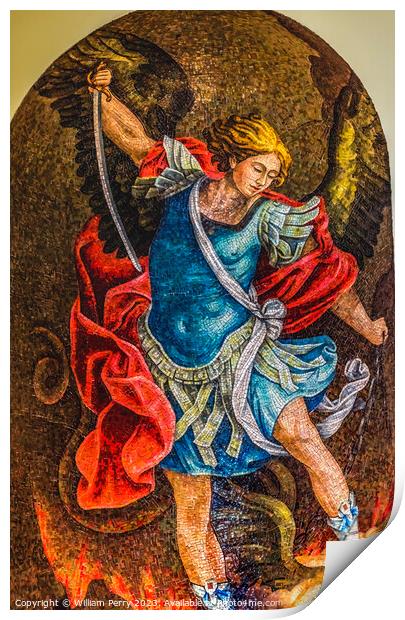 Archangel Michael Mosaic Jasna Gora Monastery Czestochowy Poland Print by William Perry