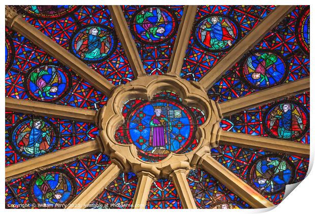 Angels Rose Window St John Baptist Cathedral Lyon France Print by William Perry