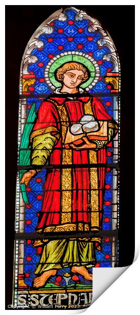 St Stephen Stained Glass St John Baptist Cathedral Lyon France Print by William Perry