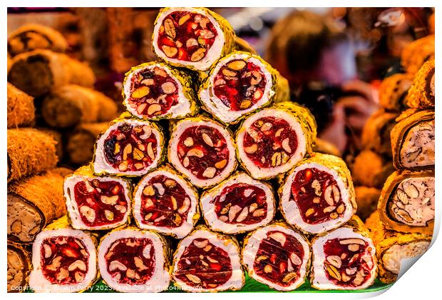 Colorful Turkish Delight Dessert Grand Bazaar Istanbul Turkey Print by William Perry