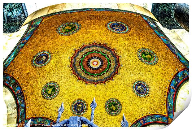 Golden Mosaic Kaiser Wilhelm Dome Hippodrome Istanbul Turkey Print by William Perry