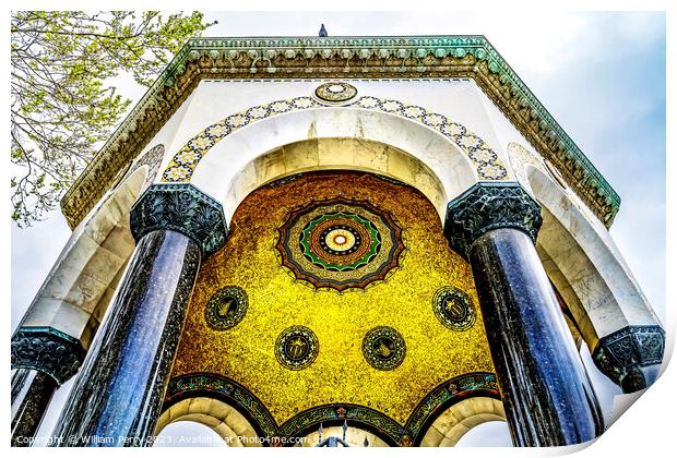 Kaiser Wilhelm Dome Fountain Hippodrome Istanbul Turkey Print by William Perry