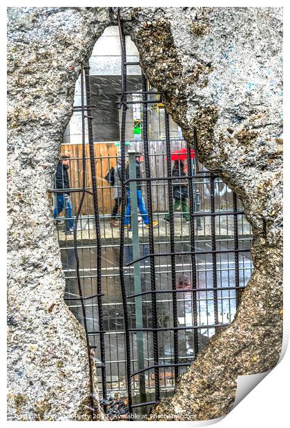 Hole Rebar Street Walkers Remains Wall Park Berlin Germany Print by William Perry