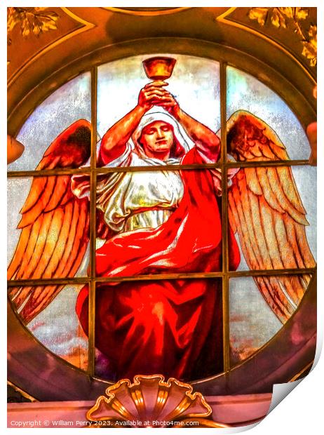 Angel Cup Stained Glass Cathedral Berlin Germany Print by William Perry