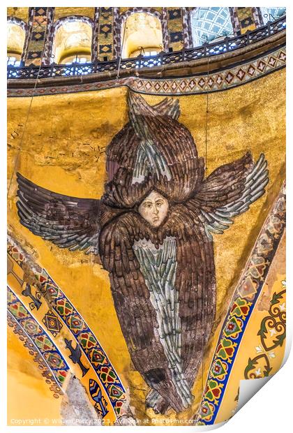 Seraph Angel Mosaic Dome Hagia Sophia Basilica Istanbul Turkey Print by William Perry