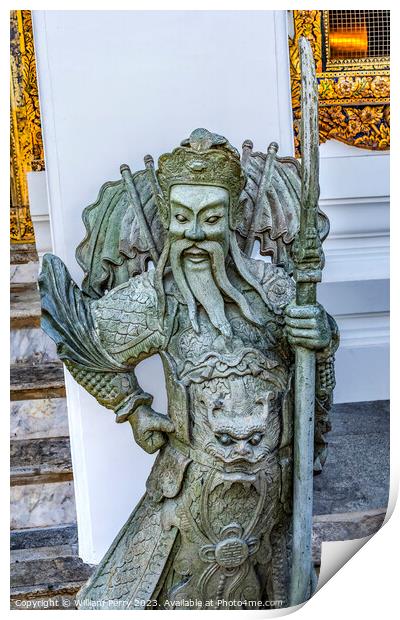 Warrior Guardian Temple Wat Pho Bangkok Thailand Print by William Perry
