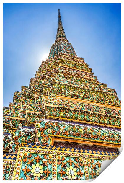 Ceramic Chedi Spire Pagoda Wat Pho Bangkok Thailand Print by William Perry
